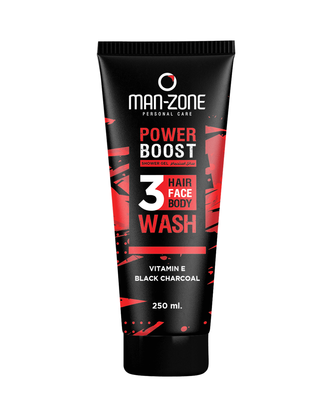 man-zone-shower-gel-red-new-design مان زون شاور جل باور بووست 3 فى 1 - 250 مل - الصورة 1